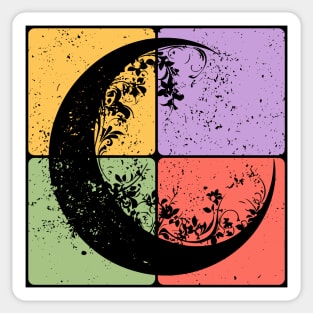 Crescent Moon and Night Sky Celestial Art Sticker